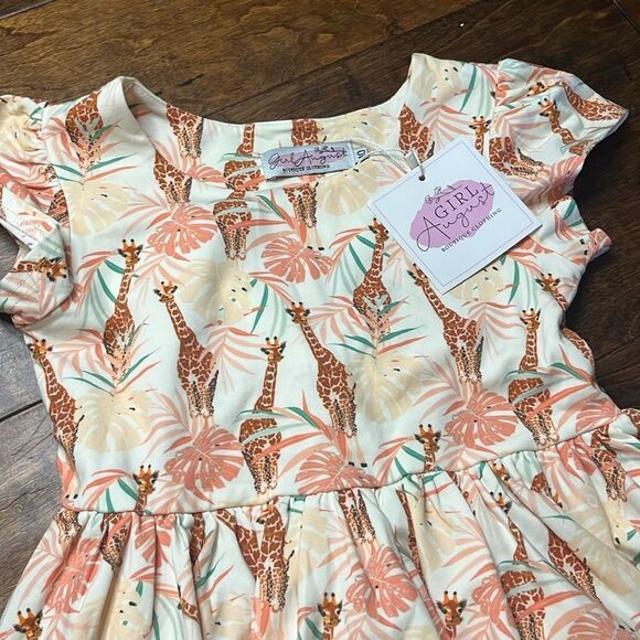 GIRL August Tropical Giraffe Dress and Shorts Set, size 10 - Picture 2 of 11